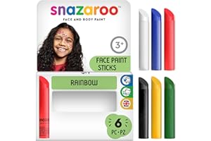 Snazaroo 1160635 Set de 6 Barras de Pintura Facial, Base de Agua, para Pieles sensibles, fácil de Quitar - Arcoíris