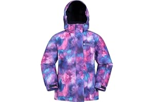 Mountain Warehouse Snowdrop Printed Kids Ski Jacket - Waterproof, Integrated Snowskirt, Detachable Hood, Adjustable Cuffs -Best for Snowboarding, Winter Sports