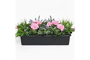 Blooming Artificial Mixed Flower Window Box (Pink)