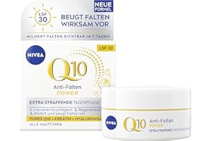 ‎NIVEA NIVEA Anti-Falten POWER Q10 Extra Straffende Tagespflege LSF 30, Gesichtspflege mildert & beugt Falten vor, straffende Tagescreme mit purem Q10, Kreatin & Hyaluronsäure (50 ml)