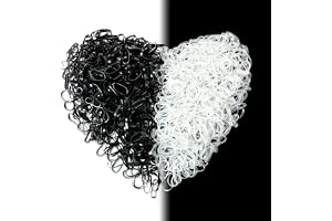 Hanyousheng elastiska hårband - 1 000 stycken små gummiband, mini hårband för barn, svart/vita