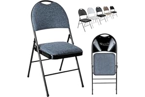Nyxi Folding Chairs Premium Quality with Padded Fabric or PVC Seats, Metal Frame, Foldable Chair Home Office Dinning, Heavy Duty, Multi-Purpose Indoor & Outdoor (Blue Fabric, 1 X Chair)