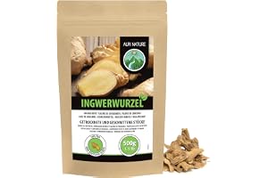 Alpi Nature Ingefära Rot Skuren 500g, Torkad och Hackad Ingefärarot, Ingefärsrotbitar 50-80mm för Te