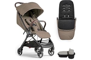 Silver Cross - Clic Compact Pushchair with Footmuff & Snack Tray - Travel Stroller - Foldable & Lightweight Stroller - Cabin Size - Newborn to 4 Years - Cobble