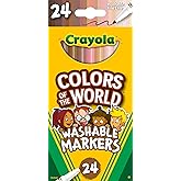 Crayola Colors of The World Markers 24 Count, Fine Line Washable Skin Tone Markers, 24