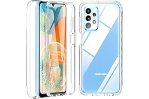 OWKEY Funda para Samsung A23, Samsung Galaxy A23 5G, protección completa de 360 grados, resistente a los golpes, funda transparente de silicona para exteriores, protector de pantalla integrado para Samsung