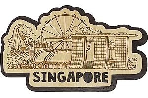 Printtoo en Bois Grave refrigerateur Aimant Singapour Souvenir Collectibles Cadeau