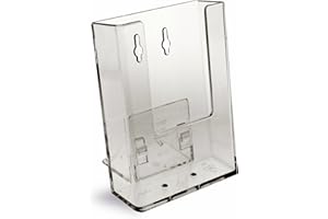 taymar Soporte para folletos DIN largo (DL), DIN A6, soporte de pared para folletos de mesa con clip de soporte.