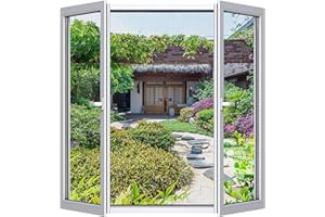 Cinkee Zanzariera Finestra Regolabile Fai da te 250x150 cm,Zanzariera Trasparente 2 pezzi | Zanzariera per Porte di Balconi e Giardini con Nastro-Adesivo, Senza Necessità di Forare, Nero