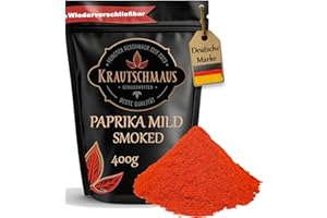 ‎KRAUTSCHMAUS 400g Paprika geräuchert Gewürz von Krautschmaus, Paprikapulver geräuchert, geräuchertes Paprikagewürz smoked, gemahlenes Rauchpaprika Pulver mild, ohne Zusatzstoffe