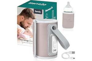 LIONELO Thermup Go Przenośny Ogrzewacz do Butelek do Utrzymywania Temperatury, Utrzymuje Ciepło do 24 h, 5 Temperatur do Wyboru Ładowanie USB Czas ogrzewania do 45 min, BPA Free