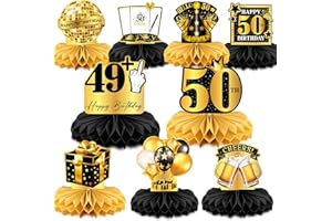 Vezerd 9 Stück Tischdeko 50. Geburtstag Frauen, 50. Geburtstag Deko, Honeycomb Dekorationen 50. Bienenwabe Mittelstück für Männer Jahre Geburtstag Party Zubehör Tischdekoration