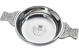 Wentworth Pewter - Thistle Pewter Quaich Whisky Tasting Bowl Loving Cup Burns Night