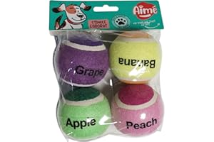 Aimé | Jouet pour Chien | Balle de Tennis au Parfum Fruité | 4 Balles de 6 cm | Pour Toutes Tailles | Stimule l'Odorat