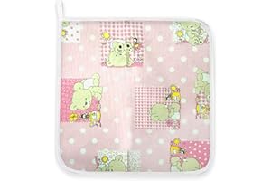 Panini Tessuti, Tovagliolo Salvietta Orsetti Api Rosa (31x31 cm) per asilo e scuola materna- 100% cotone- Made in Italy Set Asilo Da Ricamare per la pappa e la merenda Orsetti Api Rosa
