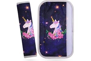 MHJY Gurtschoner Kinder Auto Gurtpolster Einhorn Autogurt Polster Mädchen Gurtschutz 2 Stück Sicherheitsgurt Anschnallgurt Polster Hals Autogurt Schutz