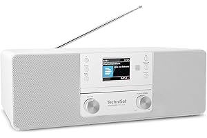 TechniSat DIGITRADIO 370 CD IR - Internetradio (DAB+, FM, CD-Player, WLAN, Bluetooth, Farbdisplay, USB, AUX, Kopfhöreranschluss, Wecker, 10 Watt, Fernbedienung) weiß