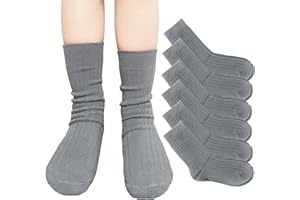YUSONS Calcetines Escolares Cortos de Deporte para Niños Niñas Infantiles y Adultos, Calcetines de Canalé Mezcla en algodón Uniforme Unisex, Pack de 6 Pares