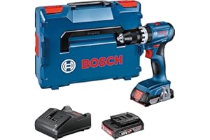 Bosch Professional 18V System taladro con percusión a batería GSB 18V-45 (velocidad de giro 1900 rpm, incl. 2 baterías de 2,0 Ah, GAL 18V-20, L-BOXX)