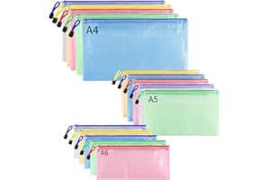 LALAGO Dokumententasche A4+A5+A6,15 Stücke (Je 5) Zip Beutel Tasche,Wassersicht Reißverschlusstaschen Reissverschlussbeutel für Dokumente,Datei, Papier, Kosmetik