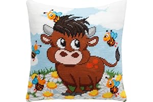 BRVSK Bull Veau Aiguille Kit Jeté Oreiller 16×16 Pouces Toile Tapisserie Imprimée Qualité Européenne