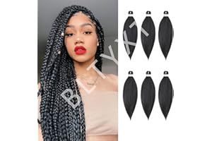 BLTYXT Pre stretched Braiding Hair 26'' Easy Braid 6 Packs Professional Itch Free Synthetic Fiber EZ Braids Yaki Texture Knotless Braiding Hair Extensions (26 Inch（Pack of 6）, 1B)