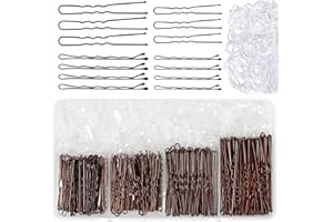 ZOUWEL 370 Pièces Epingle Cheveux Femme, Métal épingle à Cheveux, 5cm 6cm 7cm U Pince a Chignon Pinces à Cheveux, pouce Bandes de Cheveux Transparentes, avec Boîte de Rangement-marron