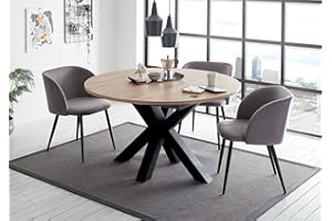 ‎58 AUFM KESSEL 58 aufm Kessel Esstisch Rund ausziehbar Edda 9 130 x 130 x 78 Küchentisch Schwarzstahl/Asteiche 13554-130