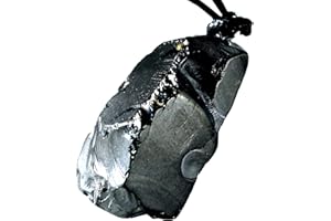 Heka Naturals Shungite Crystal Necklace Pendant | Healing Crystals & Chakra Necklace - Gemstone Jewellery for Men & Women - Spiritual and Joyous Gifts
