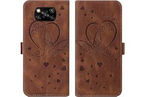 Auslbin Etui do Xiaomi Poco X3 Pro/Poco X3 NFC/Poco X3, etui ochronne Premium PU/TPU, skórzane etui z klapką, etui z przegródkami na karty, etui na telefon komórkowy do Xiaomi Poco X3 Pro/Poco X3 NFC, brązowe