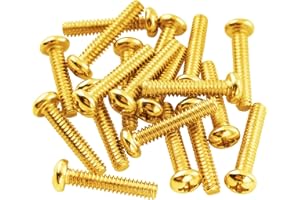 Musiclily Basic 3,5x20mm Metall Metrisches Gewinde Strat Style Single Coil Tonabnehmer Befestigungs Schrauben für Stratocaster ST E-Gitarre, Gold (20er Set)