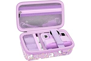 Leayjeen Custodia per Macchina Fotografica Istantanea per Bambini, Compatibile con CAMCLID/TIATUA/Gofunly/uleway e Carta da Stampa, Compleanno per bambini (solo custodia) Cavalluccio Marino Viola