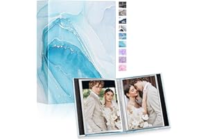 Lanpn Album Photo 10x15 50 Pochette 2 Paquets, Mini Petit Capacité Format Cuir Tissu Album Ensemble De Livre Photo pour Vertical Photos Azur