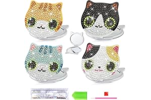 BAERTMY Specchietto da Borsetta Diamond Painting Specchio Portatile Specchio Tascabile (4 Pezzi)