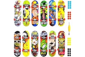 ZSTNPP 12 Pcs Finger Mini Skateboard, Finger Toy Skateboard with 32 Interchangeable Wheels and Mini Screwdriver, Fingerboards for Kids Party Favours Bag Fillers Children Gift