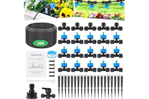 Forever Speed Irrigation System Kit,60 Pcs Drip Irrigation System,with 1/4 inch Tubing and Adjustable Nozzle Sprinkler,Automatic Watering System for Garden,Greenhouse,Lawn,Patio