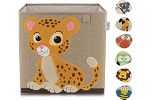 ‎LIFENEY LIFENEY Aufbewahrungsbox Kinder mit Tiger Motiv I Spielzeugbox mit Tiermotiv passend für Würfelregale I Ordnungsbox für das Kinderzimmer I Aufbewahrungskorb Kinder
