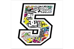 GAMESMONKEY Adesivo NUMERO GARA- misura 12 cm -Gara Cross PistaAuto Moto Stickers (5, Stickerbomb)