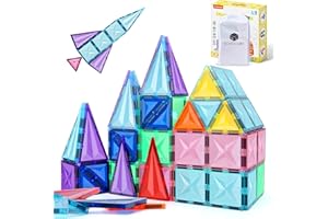 ECHOCUBE Magnetyczne klocki budowlane, 40 PCS Zestaw płytek magnetycznych, edukacyjne Magnetyczne Klocki Budowlane Bożonarodzeniowy prezent dla dzieci 3-letni i w górę