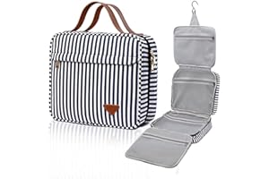 BANGDILS Organizador de artículos de tocador de Viaje para cosméticos de Gran Capacidad para Mujeres con 4 Compartimentos y 1 Gancho Resistente, Viajes/Uso Diario