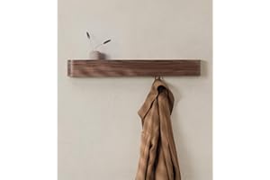 Kazai. Perchero Pared Madera 'Toke' | Diseño Moderno con Ganchos Ocultos | Panel de Chapa de Madera Maciza | Nogal