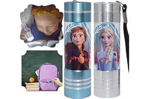 KIDS EUROSWAN 2X Frozen Mini LED Kids Flashlights, Aluminum Kids Torch Lights, 8.7cm Night Lights Ideal for Reading, Camping, Walking, Gift for Child 3+ Years