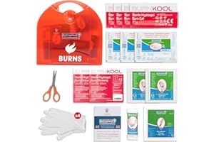 Astroplast First Aid Burns Dispenser in Compact Red Piccolo Box - Refillable First Aid Kit with Burn Gel, Gloves and Burn Dressings - Essential Medical Equipment for Home, Workplace, or Car