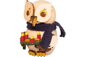 Kuhnert - Dekoration/Holzfigur - Mini Eule mit Adventskranz - ca. 7cm - Made in Germany