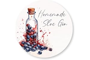 PARTIKRAFT (Pack of 24) Homemade Sloe Gin Labels - Watercolour Splash Sloe Berry Design (63mm Round)