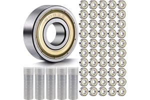 Cerkkapo 50 Stück 608 ZZ Kugellager, 8mm x 22mm x 7mm Kugellager608, 608ZZ Kugellager Kohlenstoffstahl Metall Double Shielded Miniatur Rillenkugellager für Skateboard Roller Inline Skates