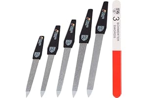 DREI SCHWERTER - Juego de limas de uñas de zafiro 5+1 | Juego de uñas de alta calidad para manicura y pedicura, fabricado en Alemania | Contenido: 5 limas de uñas de zafiro en diferentes tamaños y 1