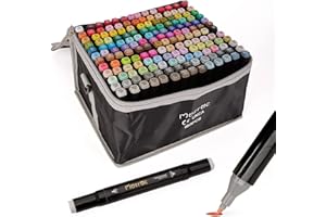 MOSRAC Graffiti Stifte Pinsel Twin Marker,168 Fraben Permanent Alkohol Marker Set，Stabilo Filzstifte Textmarker Brush Pen für Handlettering，Manga，Tagging，Enthält 1 Farblos Blender