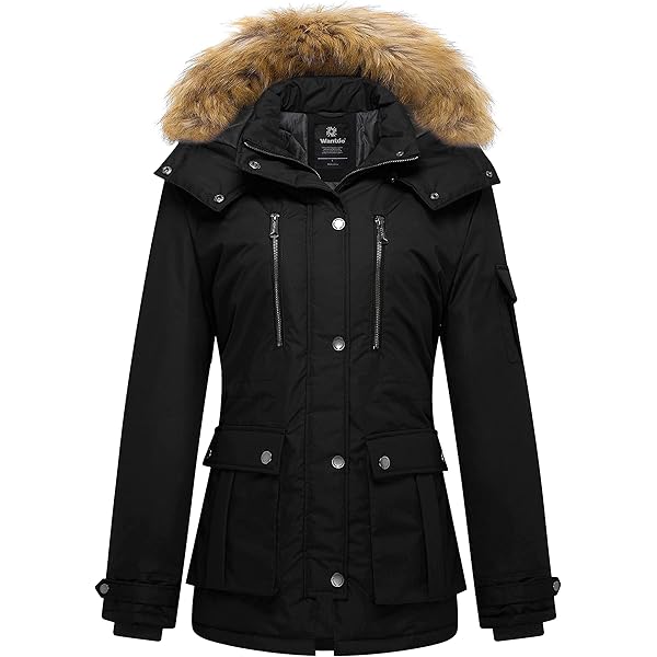 MARIKOO B376 Winterjas voor dames, parka met teddyvoering, M