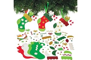 Baker Ross FX776 Kit de décoration pour bas de Noël - Lot de 8, Décoration de Noël pour les enfants